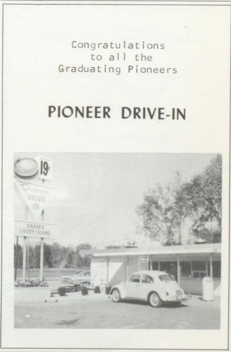 Pioneer Drive-In - 1966 Yearbook Ad